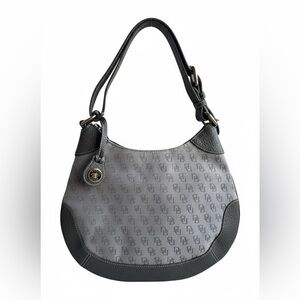 Dooney & Bourke Grey Monogram Canvas Small Slim Hobo Bag